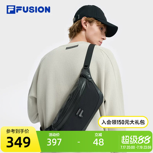 FILA FUSION斐乐情侣款腰包2025春新款时尚休闲随身包单肩包黑色