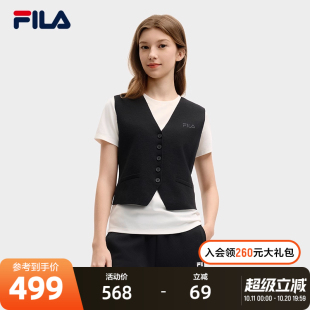 2025夏新简约休闲舒适V领开衫 FILA LAHAN斐乐女编织衫 TIM 马甲