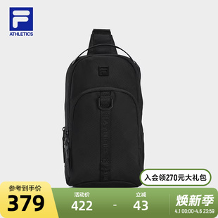FILA斐乐胸包男包2025秋季 健身包运动包单肩斜挎包黑色随身包 新款
