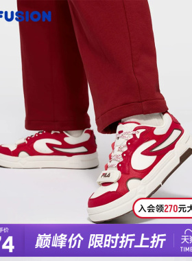 BANK丨FILA FUSION斐乐女士板鞋魔术贴2026新年红色女鞋运动鞋