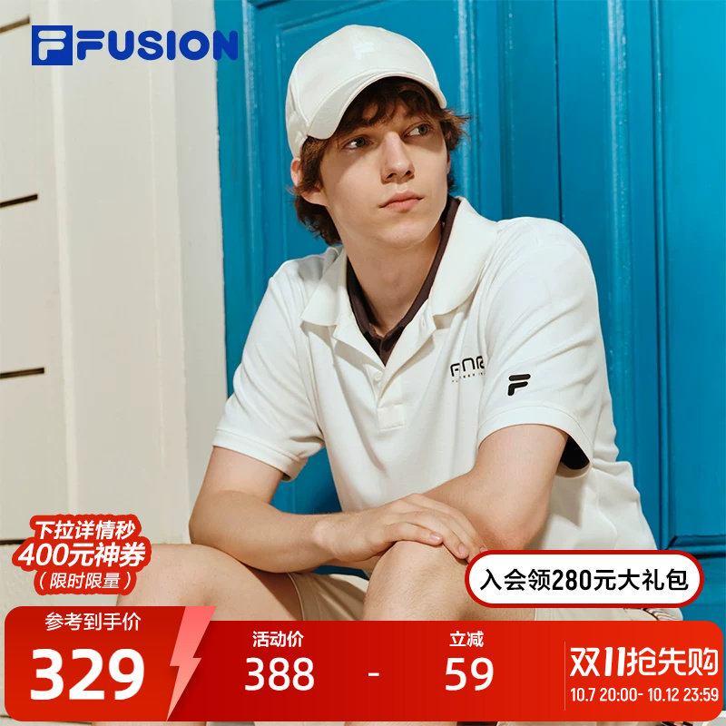 FILA FUSION斐乐潮牌男子针织短袖POLO衫2026秋新款基础百搭上衣