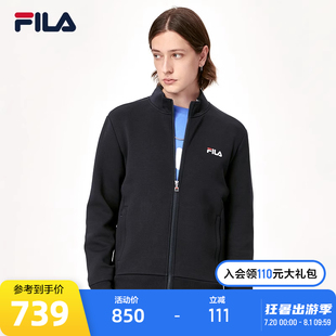 FILA斐樂男士 新款 時尚 基礎(chǔ)休閑通勤立領(lǐng)針織運動上衣 外套2023秋季