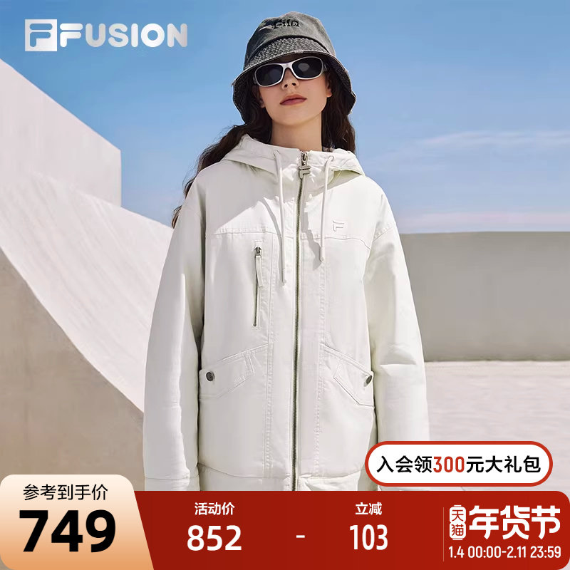 FILA FUSION斐乐潮牌棉服女2024春新款休闲宽松保暖工装连帽外套,运动服/休闲服装,运动棉衣,淘宝优惠券,粉丝福利购,淘宝优惠卷