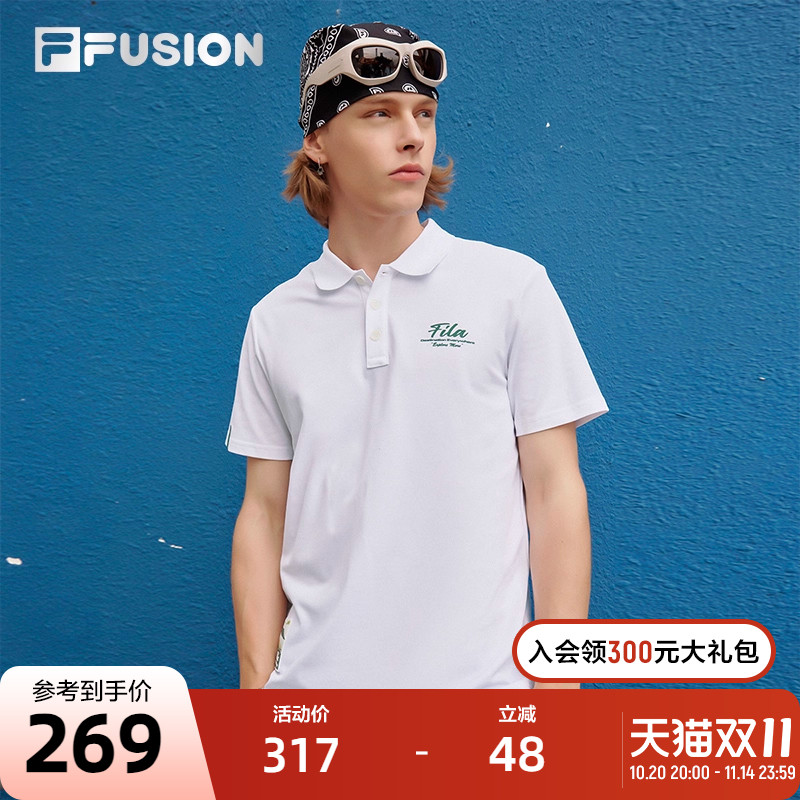 FILA FUSION斐乐潮牌男士短袖POLO衫夏季时尚休闲翻领男运动上衣