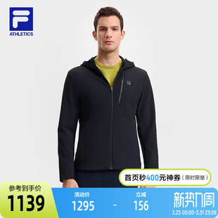 健身运动基础加绒连帽上衣 梭织外套2025春新款 FILA 斐乐官方男士