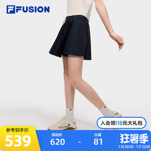 休闲短裙简约百褶裤 FILA 时尚 女2025秋新款 裙 FUSION斐乐潮牌裙裤