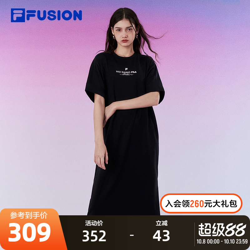 FILAFUSION女子连衣裙圆领T恤裙