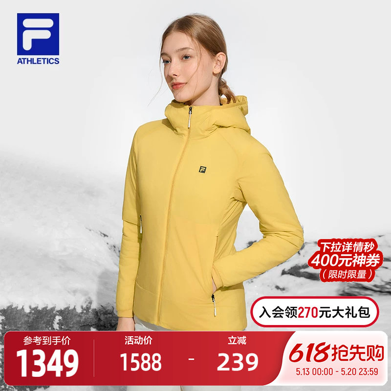 斐乐山锋茧FILA女子棉服2024冬新款户外运动连帽外套上衣