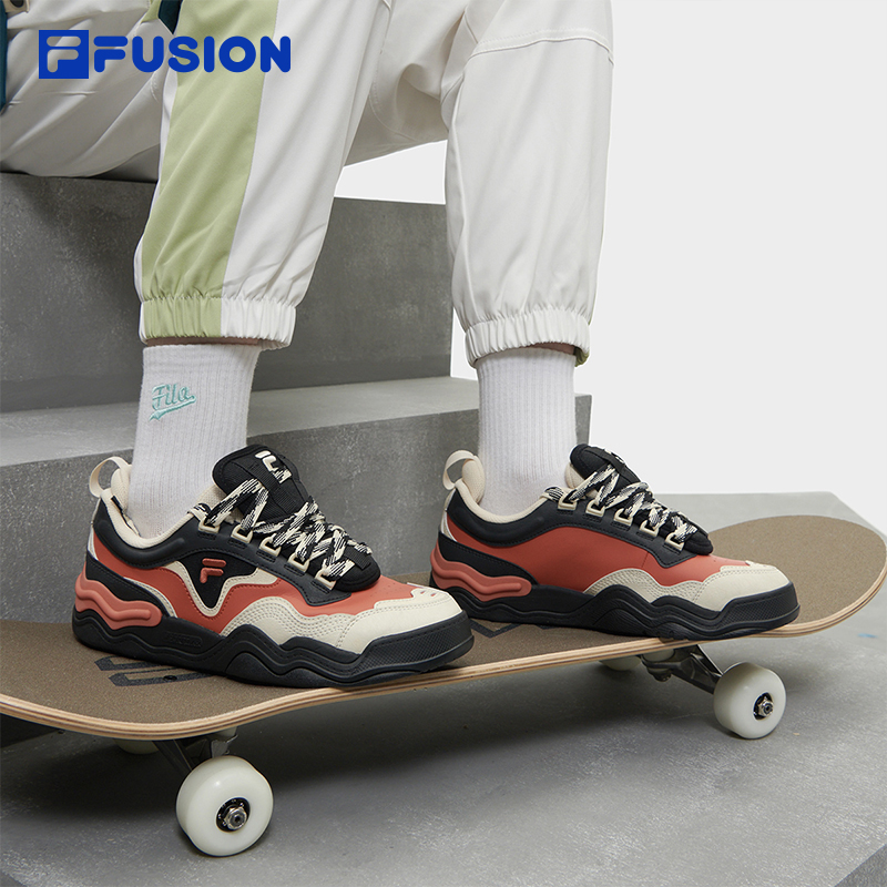 FILA FUSION斐乐潮牌女鞋KICK专业滑板鞋2023冬季波浪底板鞋