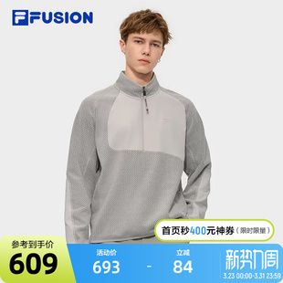 FILA 休闲宽松摇粒绒上衣 FUSION斐乐潮牌男子套头卫衣2025冬新款
