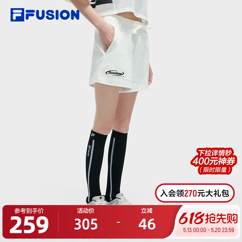 FILA FUSION斐乐潮牌针织短裤女2024夏季新款休闲时尚