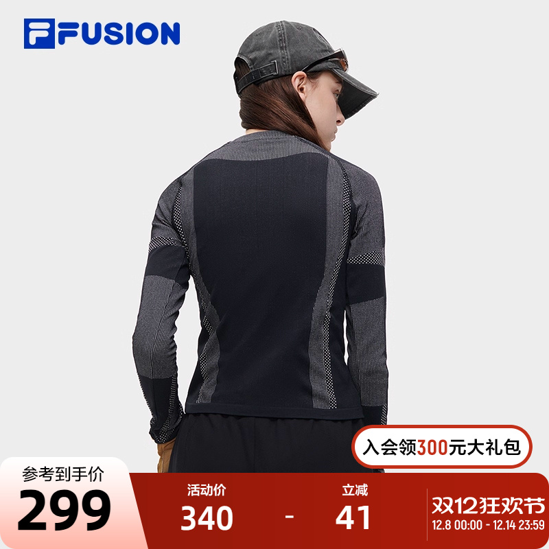 FILA FUSION斐乐潮牌女子针织长袖衫2023冬时尚休闲修身上衣