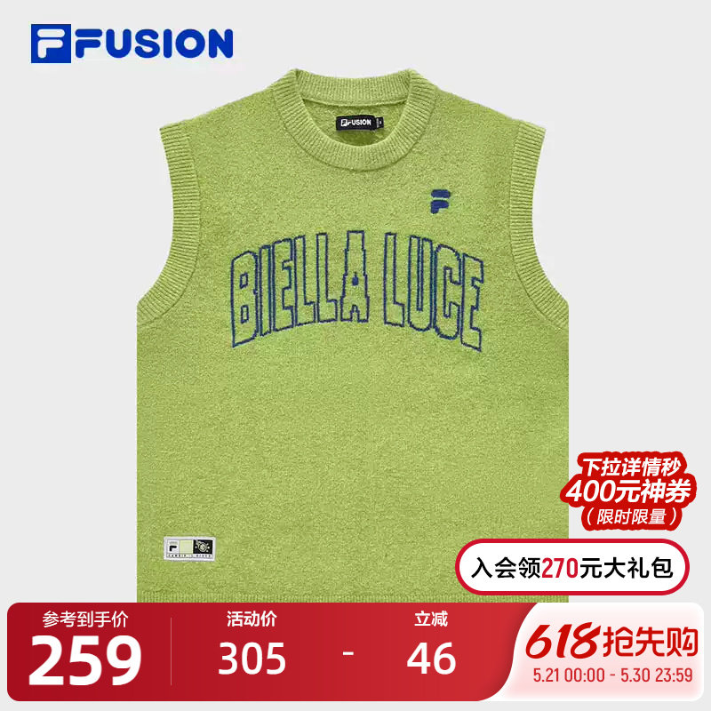 FILA FUSION斐乐潮牌女子编织衫2023冬时尚休闲宽松毛