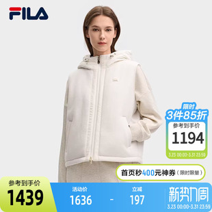 时尚 新款 休闲舒适连帽保暖上衣 斐乐官方女士棉马甲2025春季 FILA