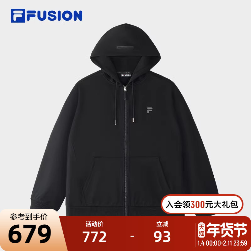 FILA FUSION斐乐潮牌针织连帽外套男2025夏新款简约休闲宽松上衣,运动服/休闲服装,运动茄克/外套,淘宝优惠券,粉丝福利购,淘宝优惠卷