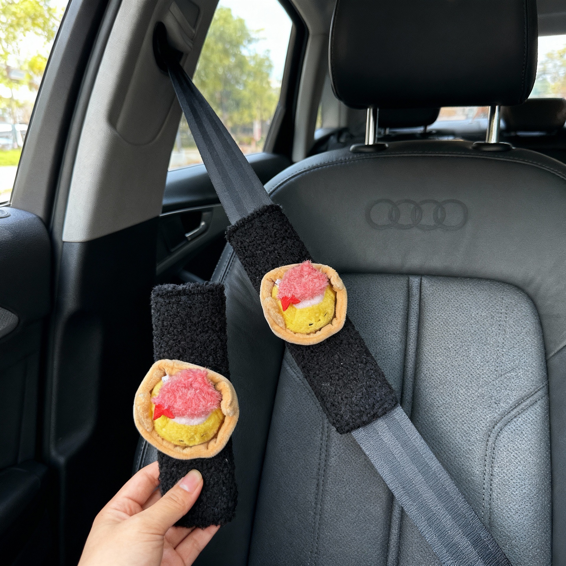 新款毛绒安全带套仿真烧麦蒸笼玩具儿童玩具可爱玩偶护肩车载装饰