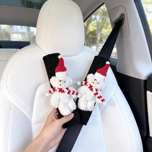 创意安全带毛绒套小红帽小熊公仔儿童玩具车载装饰玩偶护肩批发