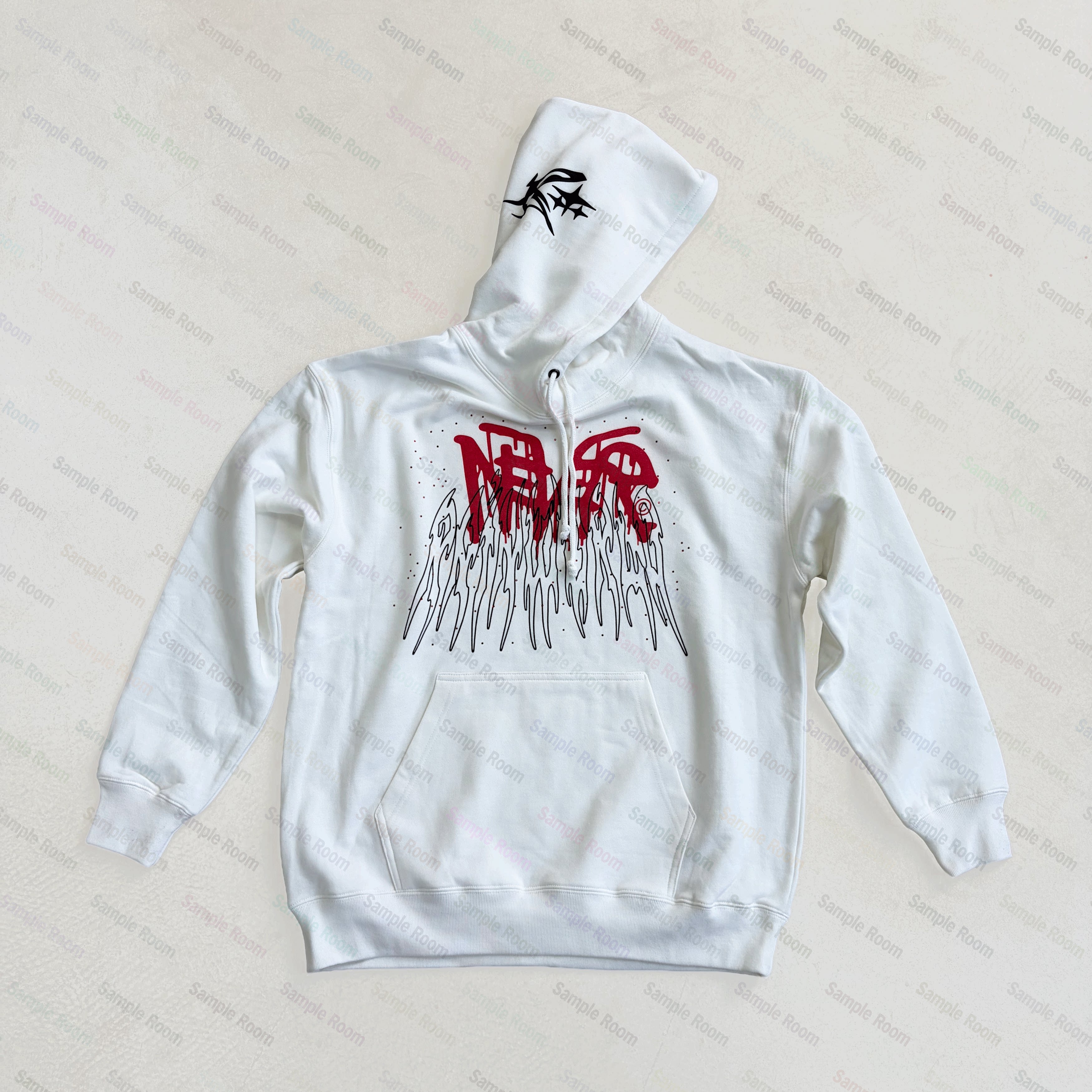 thumbnail for BLADEE x NeVeR Print RAINWORLD HOODIE Rhinestone Hoodie S270