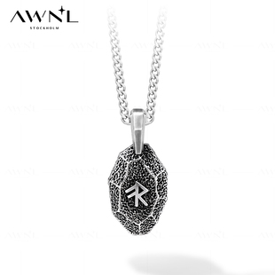 AWNL维京如恩符文S925银古典守护项链复古做旧小众新年礼物送男友