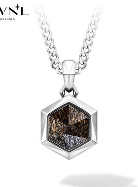 AWNL维京勇者之盾天然古铜辉石鹰眼石项链小众礼物送男友