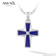 AWNL克莱因蓝青金石十字架项链男款 小众轻奢设计感新年礼物送男友