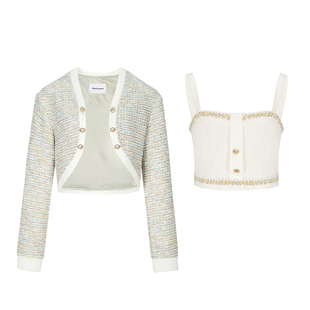 粗花呢纽扣细节套装 短款 外套吊带 Sandra秋冬新品 Alexia