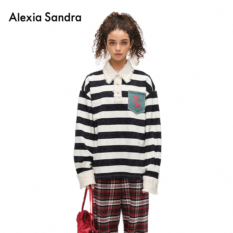 alexiasandra撞白衬衫领POLO衫
