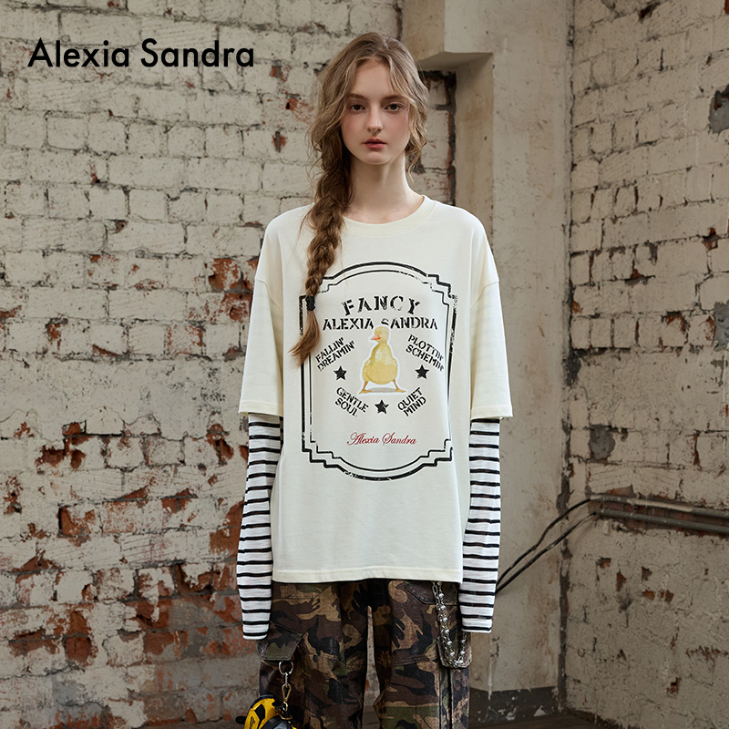 BUBBLEDUCKY趣味印花假两件T恤