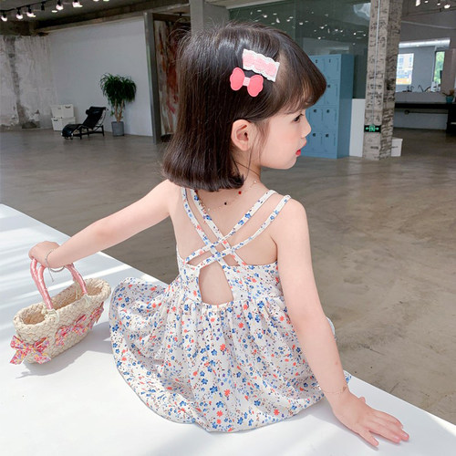 女童连衣裙沙滩夏季吊带露背裙子