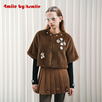 【年货狂欢季】4MILE BY KSMILE 重工钉珠保暖两件套仿貂绒短外套