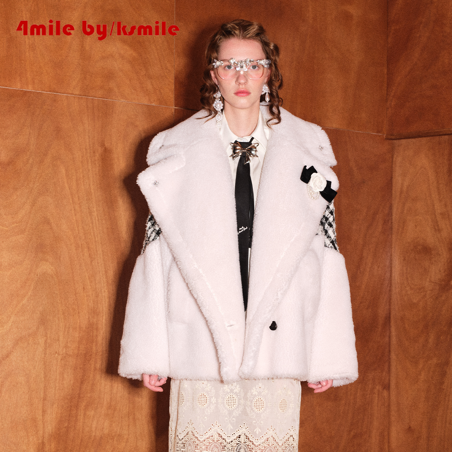 【年货狂欢季】4MILE BY KSMILE 拼接小香毛呢泰迪短款毛毛外套,女装/女士精品,毛呢外套,淘宝优惠券,粉丝福利购,淘宝优惠卷