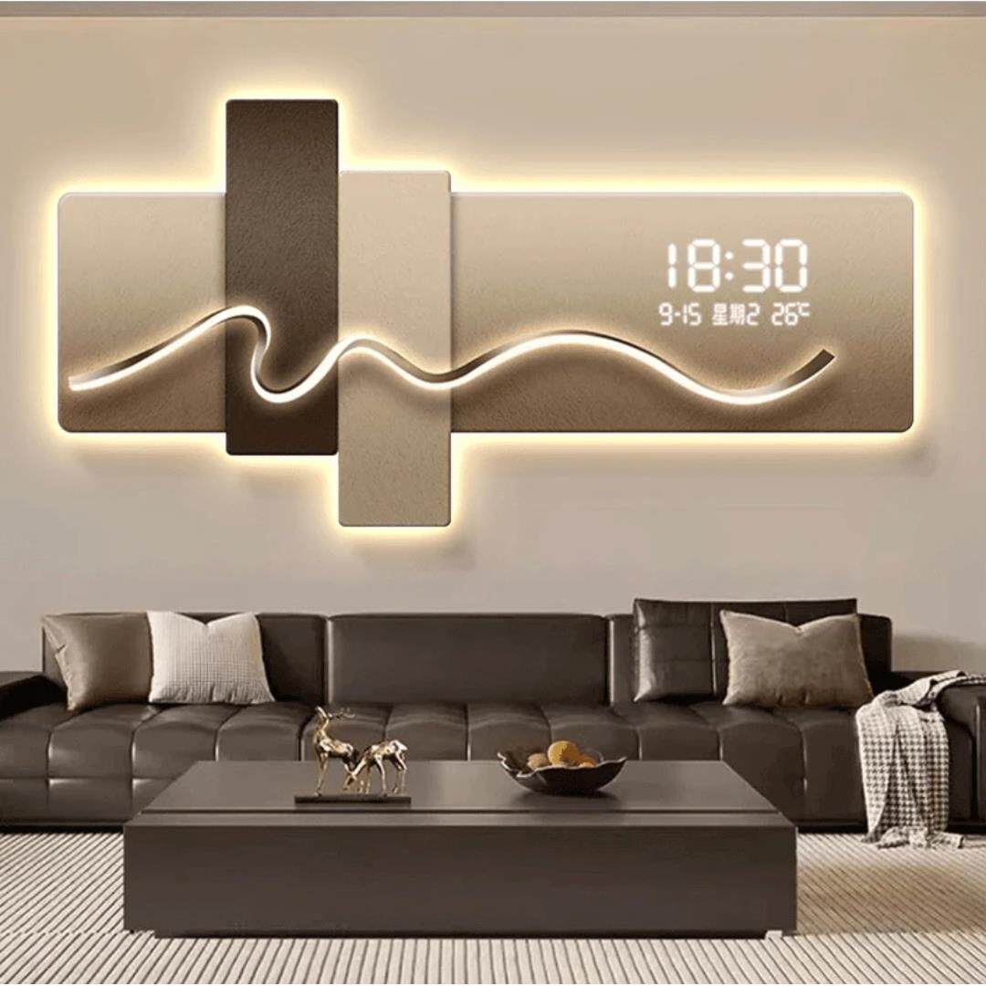 现代简约钟表挂钟客厅装饰画2024年新款创意电子钟数显表挂墙时钟
