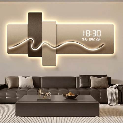 现代简约钟表挂钟客厅装饰画2024年新款创意电子钟数显表挂墙时钟