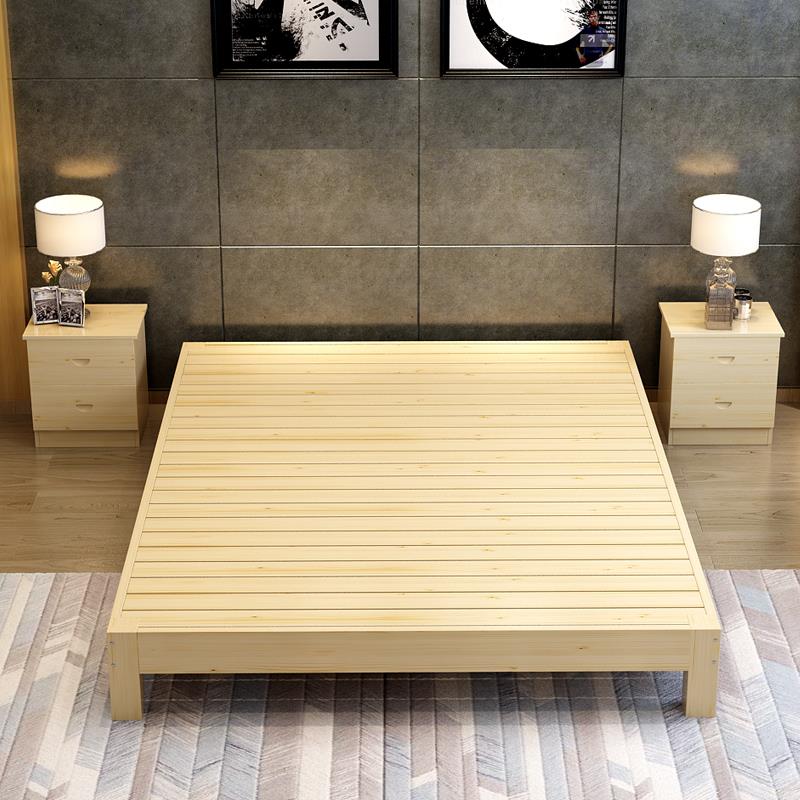 实木松木单人双人床1出租1.2客房1.5榻榻米床1.8米无床头床架简易