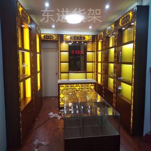 木质产品参茸展示柜海参鹿茸柜台名贵药材货架定制烟酒柜茶叶展柜