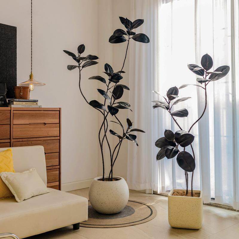 掬涵仿真绿植橡皮树室内客厅大型盆栽落地摆件高端轻奢仿生假树