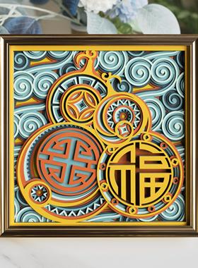 梯木叠雕创意玄关酒柜装饰摆件轻奢高档客厅搬家礼物乔迁新居礼品