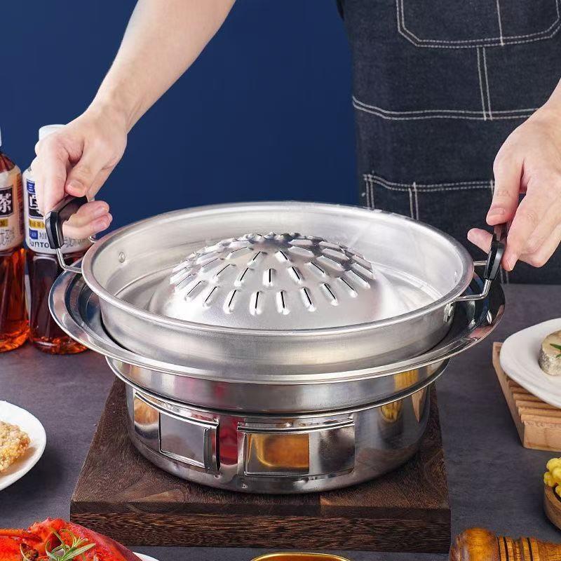 全套韩式烧烤炉火锅炉家用野营木炭烤肉户外便携式无烟火烧烤炉架