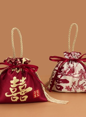 2026新款喜糖袋子结婚专用婚礼手提糖果布袋婚庆喜糖盒回礼包装袋