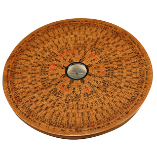 万安镇桃木罗盘实木手工风水盘高精度专业三合复古六寸八寸初学者