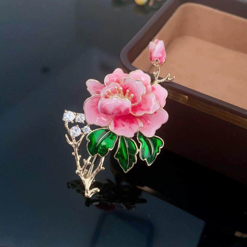 国风新中式气质经典清雅奢华优雅精致百搭牡丹花开胸针