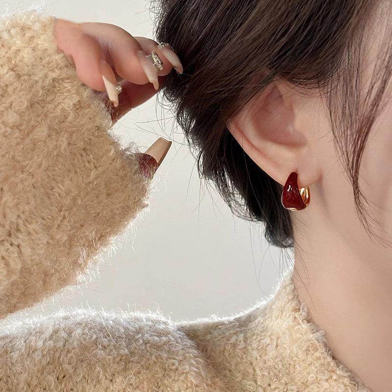 秋冬安可拉红色耳扣小众高级感耳环新年款酒红色耳饰礼品套组,饰品/流行首饰/时尚饰品新,耳环,淘宝优惠券,粉丝福利购,淘宝优惠卷