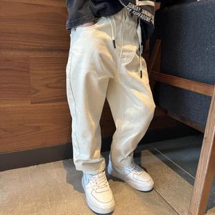 男童牛仔宽裤子休闲 直筒街舞2025春秋装潮流宝宝小中大童长裤