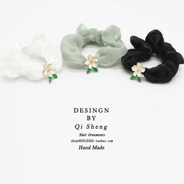 法式 山茶花小肠圈ins韩系网红真丝简约复古肥肠头绳可爱日系发圈