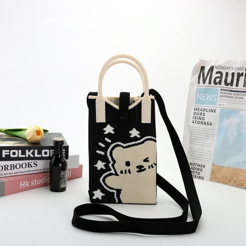 针织手机包单肩斜挎手提多用迷你手拎小包纸巾小包钥匙包手机包包