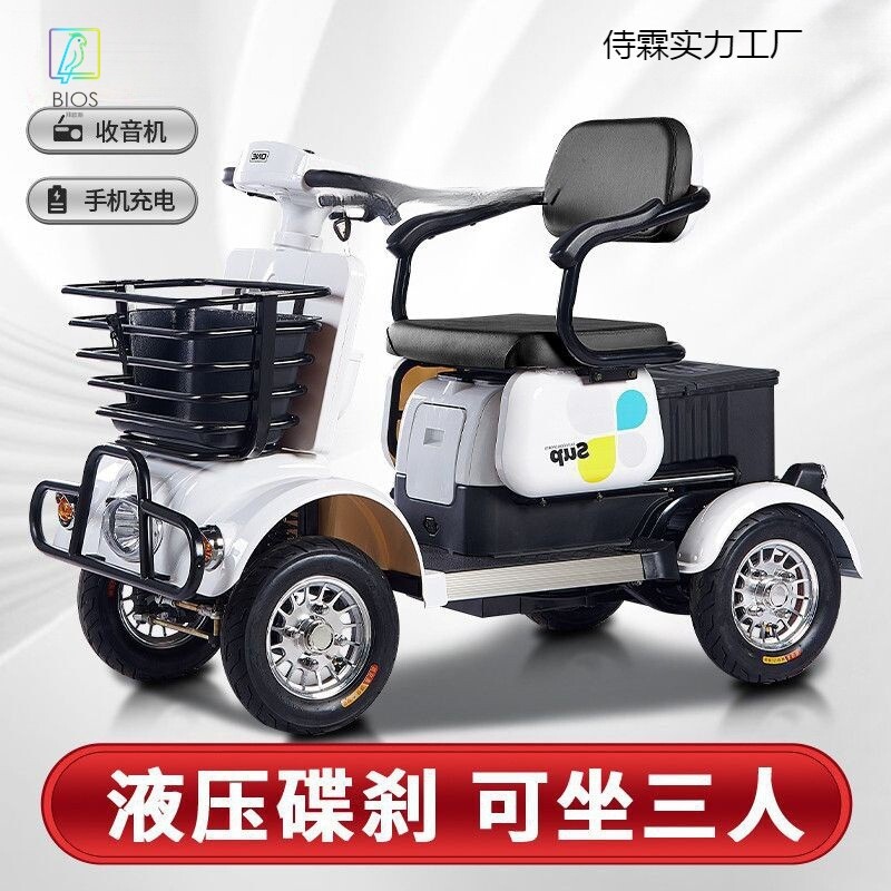 2024四轮代步车小型老年代步车新款双人老人残疾人助力车家用电瓶
