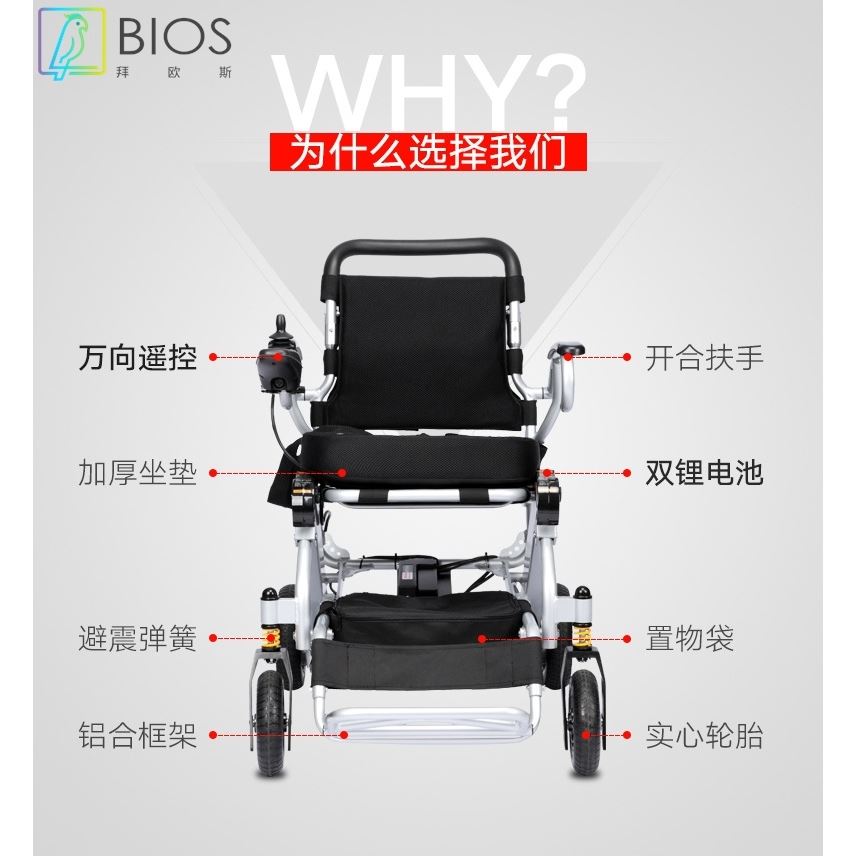 老年户外出行代步电动轮椅 可折叠便捷轮椅