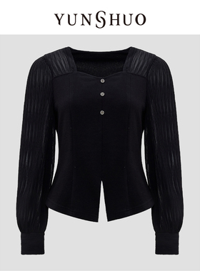 YUNSHUO允硕2024秋季新品时尚百搭简约夏季百搭显瘦套头衫349581