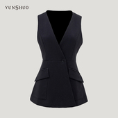 625009 显瘦马夹 YUNSHUO V领垂感马甲设计感修身