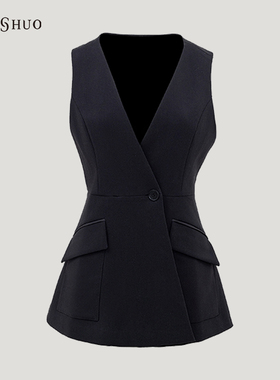 YUNSHUO       V领垂感马甲设计感修身显瘦马夹    625009